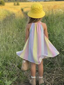Emery Rose Kids Emery Rose Kids 年轻女孩编织撞色条纹休闲吊带连衣裙 - 彩色 - 查看 1