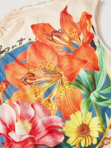 SHEIN MOD Camiseta de tirantes con estampado floral de malla talla grande - Albaricoque - Ver 3