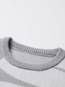 Manfinity EMRG Men's Letter Pattern Crew Neck Long Sleeve Casual Sweater - Light Grey - View 3