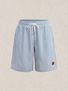 Mercer Haus Plus Size Men's Summer Drawstring Waist Striped Pocket Casual Shorts - Baby Blue - View 5