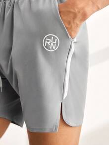 Driftmere Boyfriend Style Men Shorts Set Boyfriend Style Men Contrast Panel Sports Set, Athletic Suit, Tracksuit Workout Gym Set , Lightweight - Grey - View 7