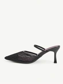 CUCCOO CHICEST Women's Shoes Summer Breathable Mesh Lace Pointed Heel Medium Heel Light Ripe Closed Toe High Heel Sandals Daily Commuter Dating Party Women's S - Black - View 4