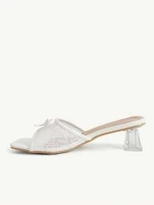 CUCCOO HITCHD Women's Shoes Fashion Open-Toed Transparent High-Heeled Sandals Women's Elegant Romantic And Comfortable Temperament Versatile Thick-Heeled Cool Slipp - Curved white - View 5