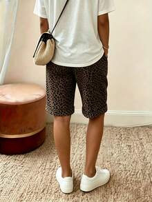 EMERY ROSE Shorts casuales de verano con estampado de leopardo - Marrón - Ver 2