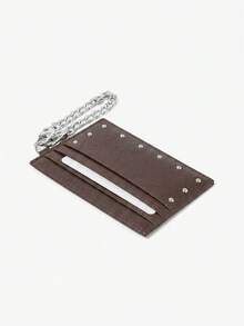 Viva Strut 1pcs Rivet Decoration Multi-Card Card Clip, Metal Chain Buckle, Tcool Wind Bag Pendant Wallet - Brown coffee - View 2