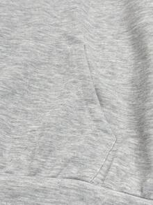 SHEIN 秋冬青少年女孩寬鬆休閒時尚可愛粉色豹紋刺繡套頭衛衣，適合日常通勤、休閒、度假、姐妹聚會、街拍 - 灰色 - 查看 7
