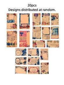 Zazumi 20pcs/5pcs Vintage Floral Postcards, Retro Letter Paper Cards With Rose & Antique Script Prints, Decorative Cardstock For Scrapbooking, Journaling, Collage, Gift Notes, Invitations, DIY Crafts, Party Decor & Nostalgic Collection - multicolor - View 13