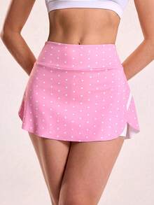 SHEIN Sovereign Charm 女款波點口袋裙褲，跑步與健身適用 - 彩色 - 查看 2