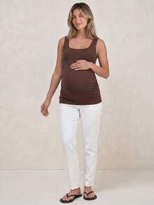 Modmama Maternity Casual Versatile Solid Color Fitted Tank Top - Multicolor - View 7