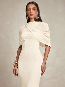 Silquee Elegantes reifes cremeweißes Mesh-Schal und Abendkleid für formelle Anlässe, Dates, Partys, Sommer, Lässig, Luxus, Hochzeit, Strandkleid - Aprikosenfarben - Übersicht 5