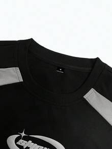STYNVO Men's Round Neck Short Sleeve Color Block Letter Print T-Shirt - Multicolor - View 4