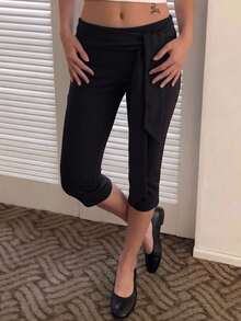 SHEIN EZwear 黑色針織女款七分褲 - 黑色 - 查看 9