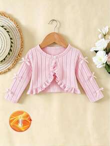 SHEIN Elladie kids 女嬰春夏紋理布料舒適百搭休閒夾克 - 粉色 - 查看 8