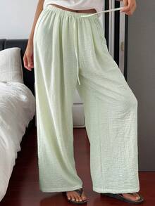 DAZY Women's Textured Casual Loose Drawstring Waist Loungewear Pants Fall - Green - View 3