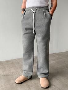 Manfinity CasualCool Men's Mature Casual Grey Loose Straight Leg Sweatpants - Dark Grey - View 4