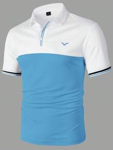 Calvornis 男士短袖拼色領領 Polo 衫，適合居家、外出與聚會 - 彩色 - 查看 6