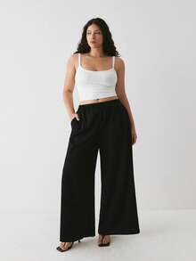 YARNWELL Women's Straight Leg Sweatpants With Pockets – Soft Air Layer Trousers, Everyday Essential For Daily, Work & Casual - Black - View 3