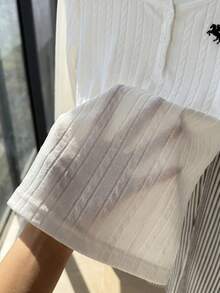 Comfortcana 2025新款秋冬大尺碼女款休閒刺繡細節鈕扣上衣與條紋長褲兩件套，白色套裝，適合海灘、感恩節、新年，女裝 - 彩色 - 查看 8