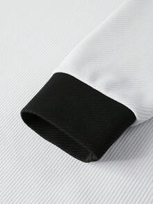 Manfinity Homme Men's Contrast Color Casual Commute Long Sleeve Polo Shirt - White - View 6