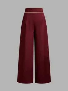 Elenzga High Waist Button Detail Wide Leg Pants - Multicolor - View 4