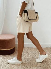 Balvessa Casual Solid Color Shorts, Summer - Apricot - View 5