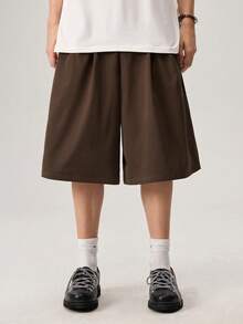 Vaulklash Men's Loose Bermuda Shorts, Lightweight & Comfortable, Pleated Design, Suitable For Spring/Summer - Brown - View 5