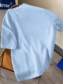 Manfinity Joysei Men's Knit Jacquard Color Block Textured Three-Panel Dopamine Color Chest Embroidery T-Shirt, Holiday - Multicolor - View 2