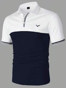 Calvornis 男士短袖對比色 Polo 衫，適合居家與戶外聚會 - 彩色 - 查看 4