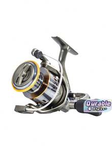 Carretilha de Pesca Giratória, Carretel de Metal, Relação de Engrenagem 5.2:1/4.7:1, 13 Rolamentos de Esfera, Adequada para Pesca de Carpa, Modelo He500-7000, Carretel de Metal, Equipamento de Pesca em Água Salgada - Preto - Visão 1