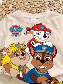 SHEIN | PAW Patrol Baby Boy Casual Simple, Soft And Comfortable, Cartoon Puppy Print, Round Neck Short Sleeve T-Shirt And Shorts 2pcs Set, Suitable For Spring And Summer - Multicolor - View 3