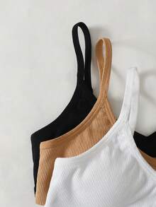 SHEIN Tween少女 3件組極簡舒適加厚肩帶內衣，四季適用 - 彩色 - 查看 5