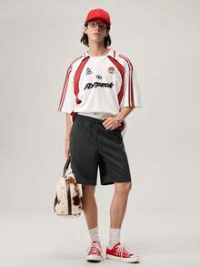 Vaulklash Men's Summer Casual Contrast Color Letter Print Short Sleeve Polo Shirt - White - View 2