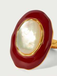Glisma Resin Personalized Niche Light Luxury Ring,Premium/Old Money/Classy,Sexy/Vintage - Crimson - White Shell - View 4