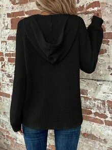 SHEIN Clasi 大尺碼休閒百搭純色運動衫 - 黑色 - 查看 2
