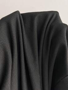 Comfortcana Plus Size High Elasticity Black Retro Minimalist Autumn/Winter Bodycon Mock Neck Knit Dress Fall - Black - View 7