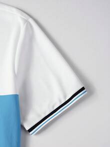 Calvornis 男士短袖拼色領領 Polo 衫，適合居家、外出與聚會 - 彩色 - 查看 7