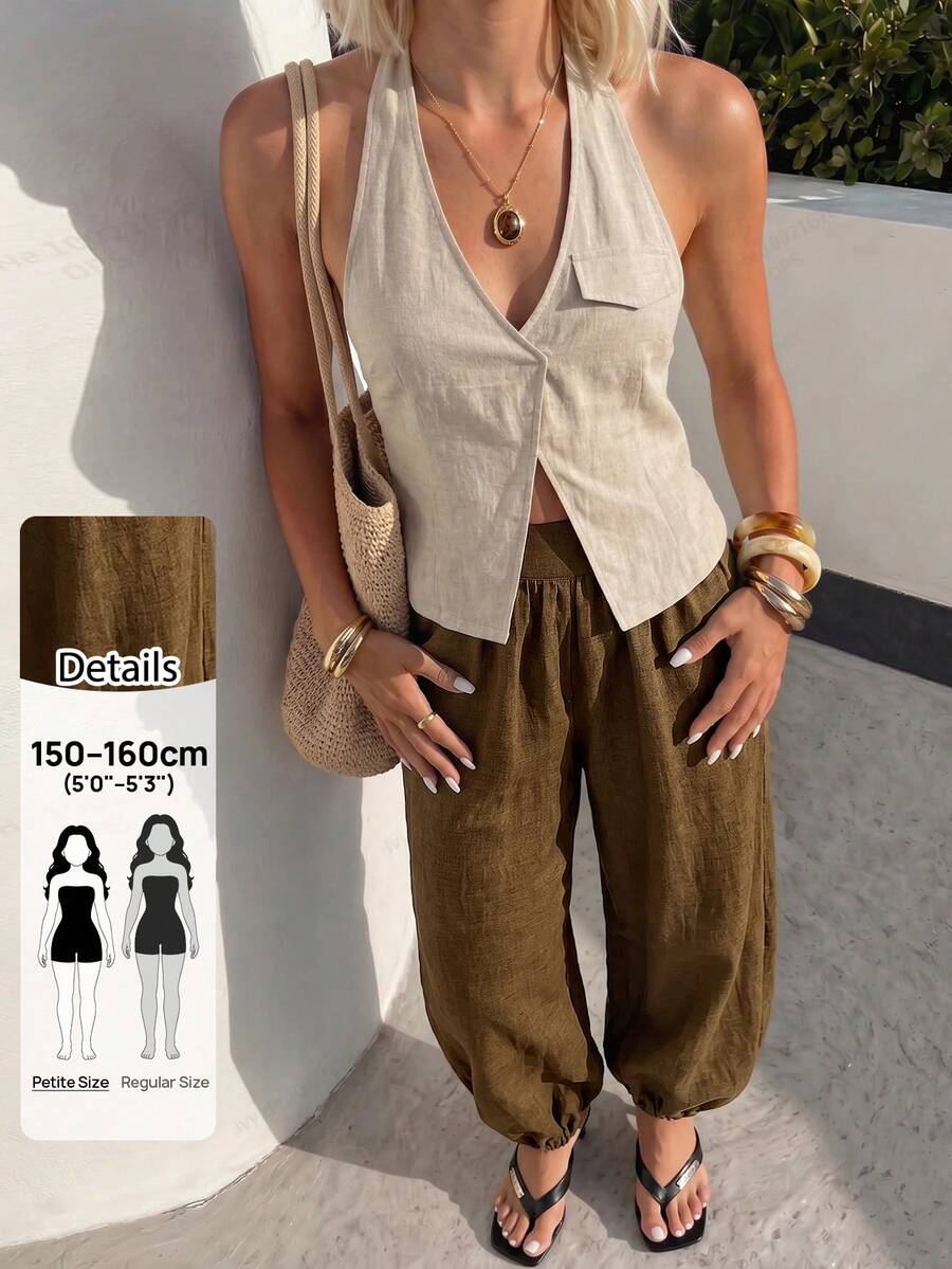 Sinnesro Women's Casual Boho Brown Lantern Pants, Suitable For Summer And Autumn, 2026 New Style, Perfect For Party Holiday Vacation Yoga, Commute