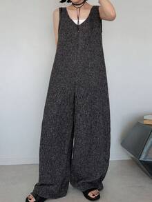 FRIFUL Women's Fashion Commuter Bowknot Decorated Jumpsuit Vacation - Grey - View 4