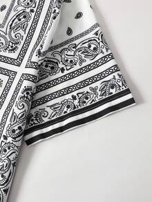 Manfinity Homme Men's Vacation Cashew Pattern Short Sleeve Shirt And Shorts Casual Set - White - View 7