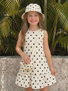 Emery Rose Kids Emery Rose Kids 女童度假休閒時尚洋裝，黃色與白色格紋雛菊圖案，無袖 - 彩色 - 查看 8