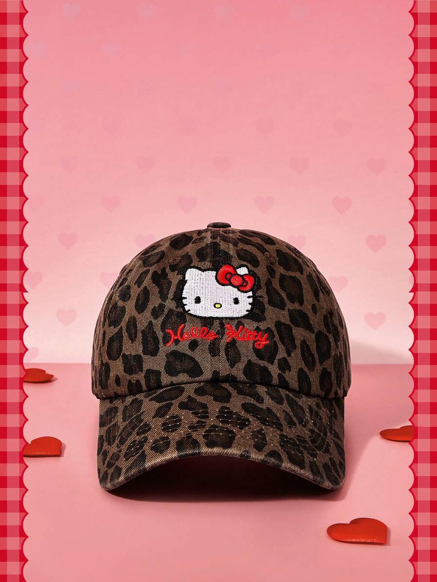HELLO KITTY AND FRIENDS | SHEIN 1pc,Leopard Print Baseball Cap For Women, Cute Embroidered Adjustable Hat, Casual Streetwear Cap - leopard print - View 1