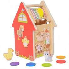 MINKOJA Wooden Farm Matching House Toy Set, Animal, Color And Shape Matching Game, Birthday & Christmas Gift For Boys And Girls Ages 2+ - Multicolor - View 13