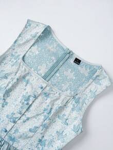 Fairmaia German Traditional Women's Lace Patchwork Waist Tie Casual Party Dress Charming Light Blue Dirndl Dress With Long Sleeves And Waist Tie For Women - Blue - View 6
