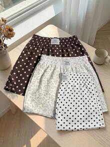 SHEIN EZwear 3件組舒適女款短款休閒短褲，梭織布料，適合日常穿著，迷彩印花短褲套裝 - 彩色 - 查看 6