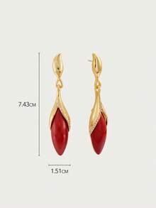 Glisma 18K镀金郁金香红色耳环 - 金色-紅色 - 查看 8