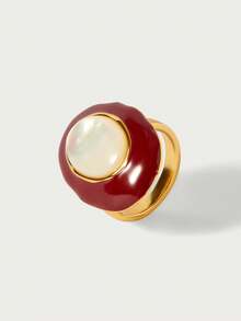 Glisma Resin Personalized Niche Light Luxury Ring,Premium/Old Money/Classy,Sexy/Vintage - Crimson - White Shell - View 6