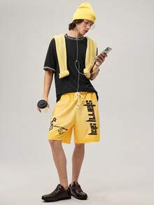 Atasan Pria Slogan Casual - Hitam - View 7