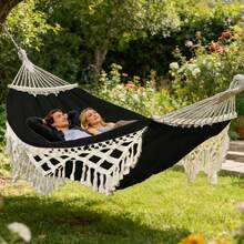 1 buah Hammock Rumbai Bohemian Ganda Baru, Desain Anti-Terbalik dengan Aksesoris Lengkap, Cocok untuk Halaman dan Taman Luar Ruangan, Perlengkapan Berkemah - MultiWarna - View 2
