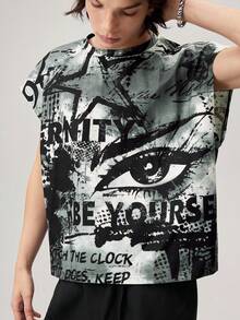 Men's Street Style Loose Graffiti Oversized Print Cropped Tank Top, Suitable For Summer, Holiday - Multicolor - View 8