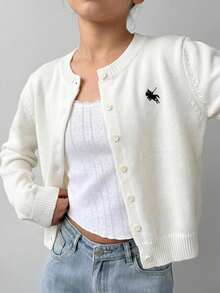 Tween Girl Tween Girls Autumn Loose Casual Minimalist Comfortable Round Neck Cardigan Solid Color Sweater, Autumn Winter Girls Sweater, Suitable For Daily Casual Commute Versatile, Preppy Style Outfit, Back To School Outfit - Beige - View 2